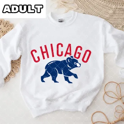 Baby Chicago Cubs Baseball Romper and Adult Sweatshirt