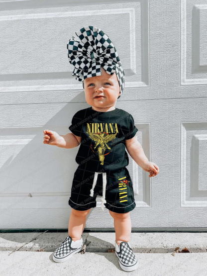 Heavy Washed Cotton Kid's Outfit - Band Graphic Print