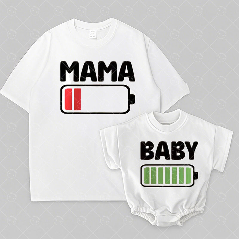 Baby Print Romper And Adult T-Shirt