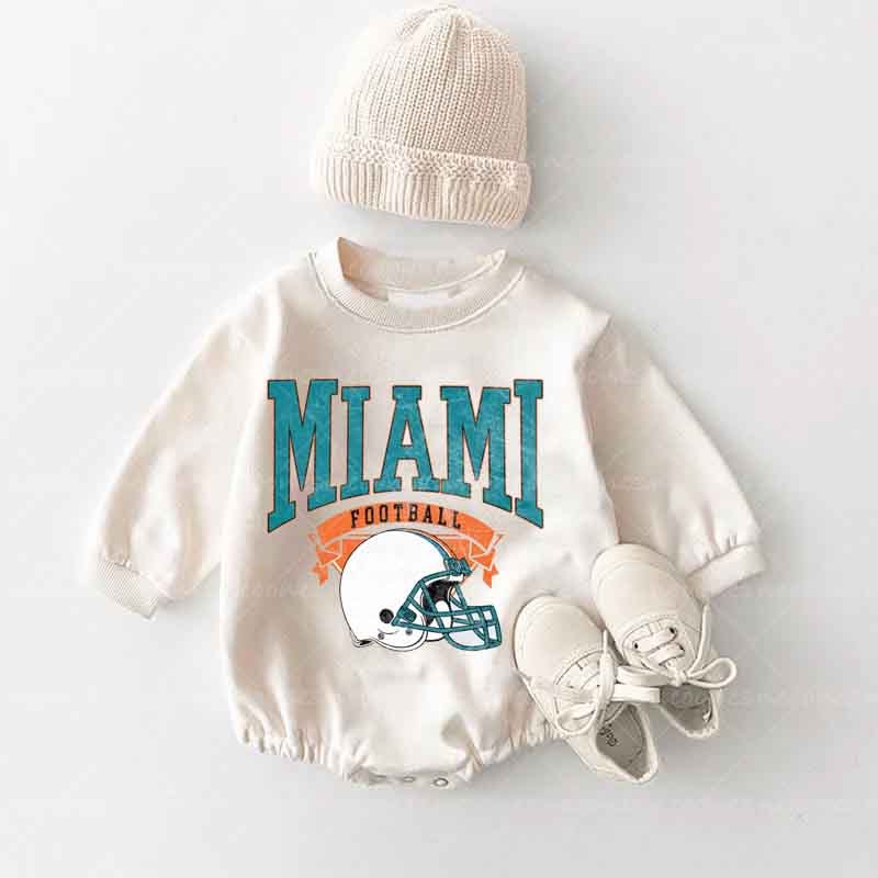 Baby Miami Football Romper and Adult Sweatshirt