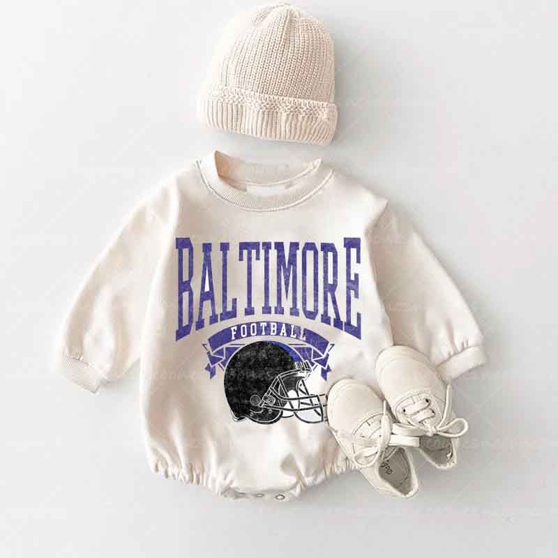Baby Baltimore Football Romper and Adult Sweatshirt