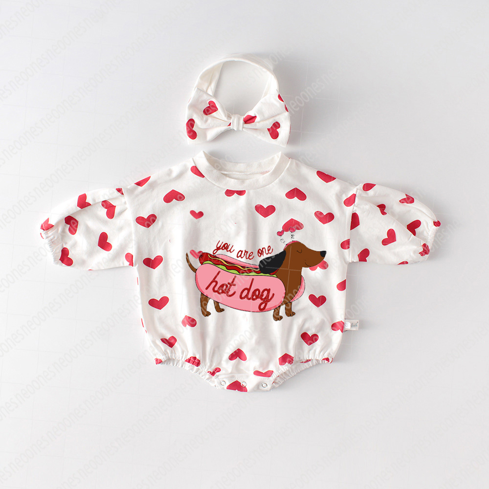 Baby Valentine's Day Faux Knit Printed Romper