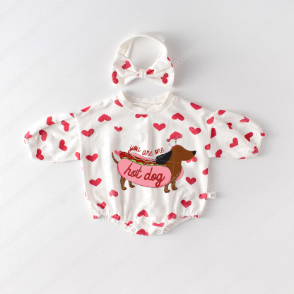 Baby Valentine's Day Faux Knit Printed Romper