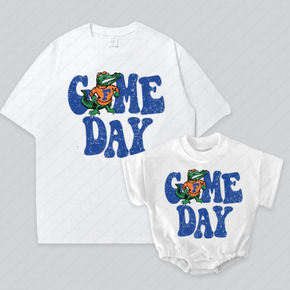 Baby Print Romper And Adult T-Shirt