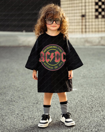 Summer Band Print Romper And Adult T-shirt