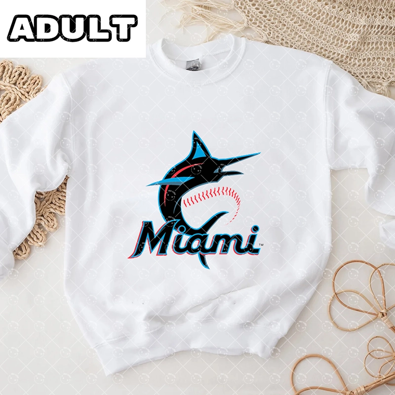 Baby Miami Marlins Baseball Romper and Adult Sweatshirt