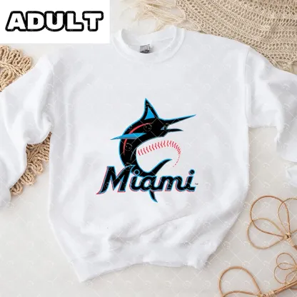 Baby Miami Marlins Baseball Romper and Adult Sweatshirt