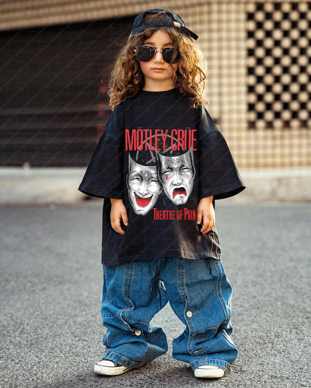 Summer Band Print Romper And Adult T-shirt