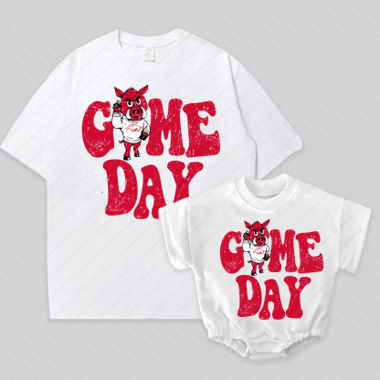 Baby Print Romper And Adult T-Shirt