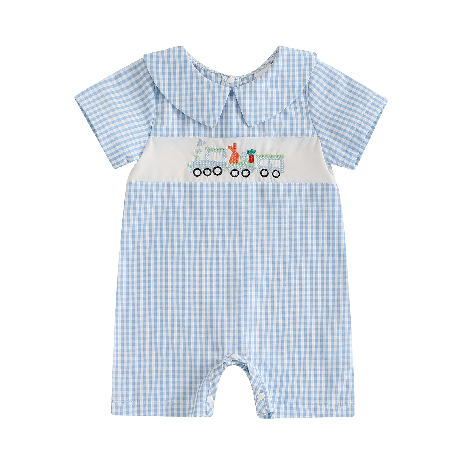Baby Easter Lapel Plaid Romper