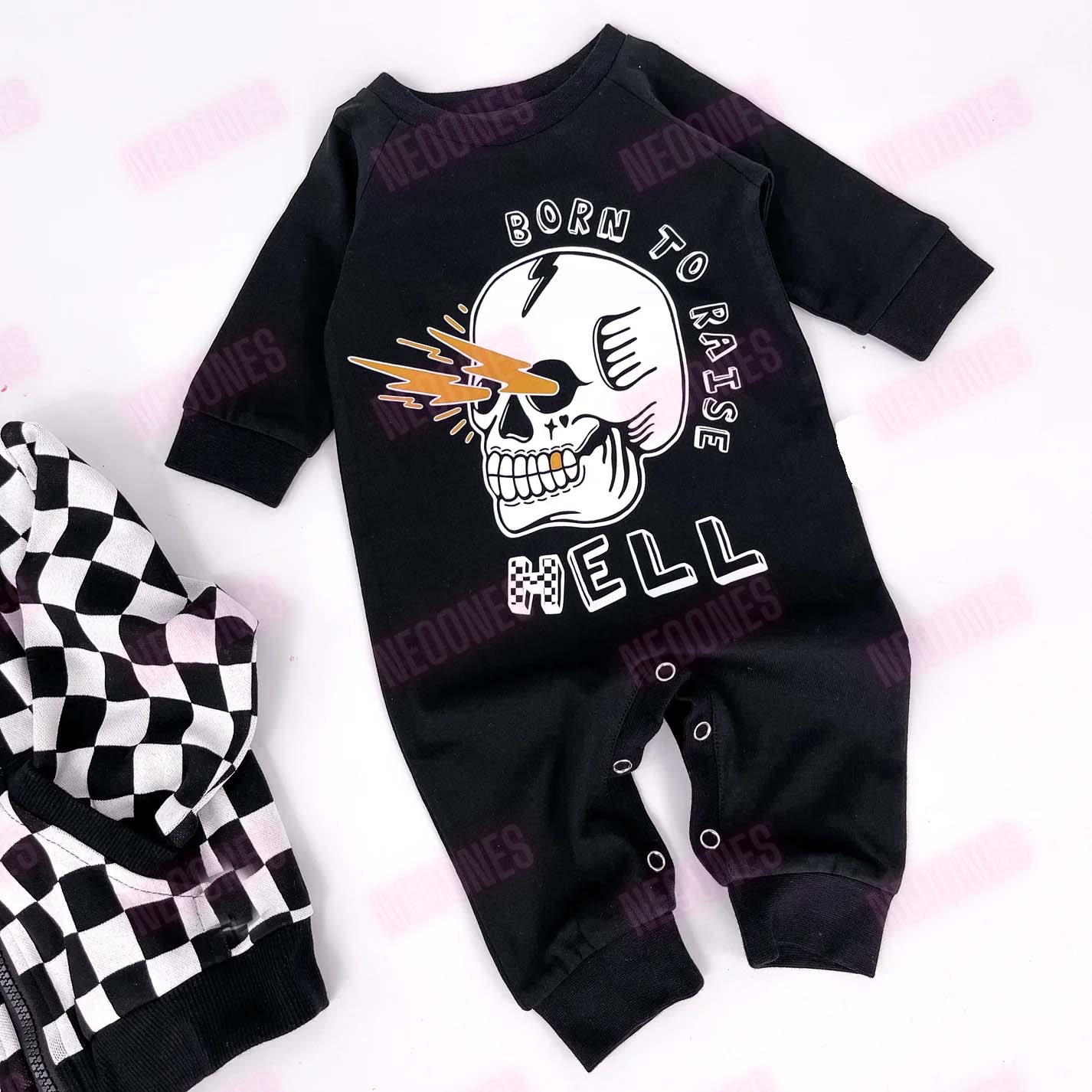 BORN TO RAISE HELL FOOTLESS ROMPER