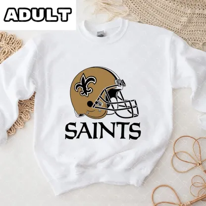 Baby New Orleans Saints Football Romper and Adult Sweatshirt