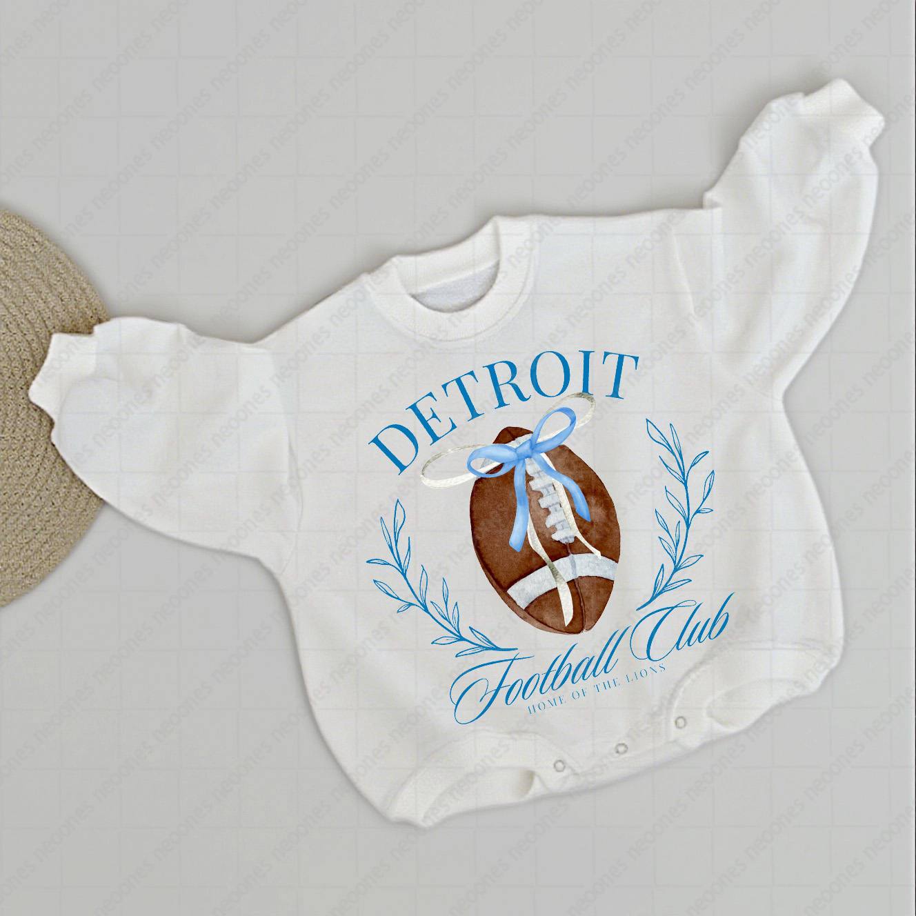 Baby Detroit Foot Ball Romper And Matching Adult Hoodie