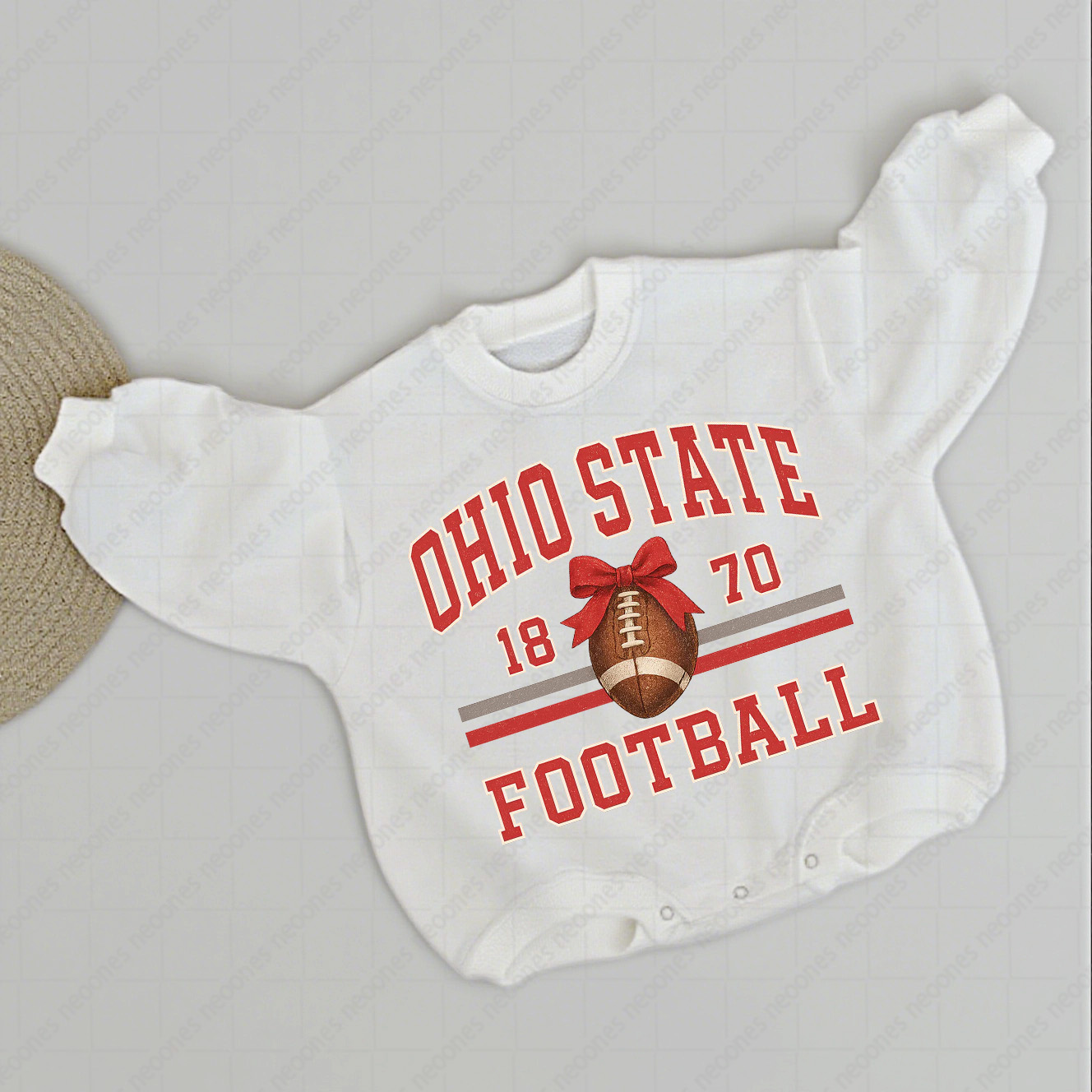 Baby ohio state Foot Ball Romper And Matching Adult Hoodie