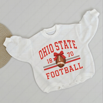 Baby ohio state Foot Ball Romper And Matching Adult Hoodie