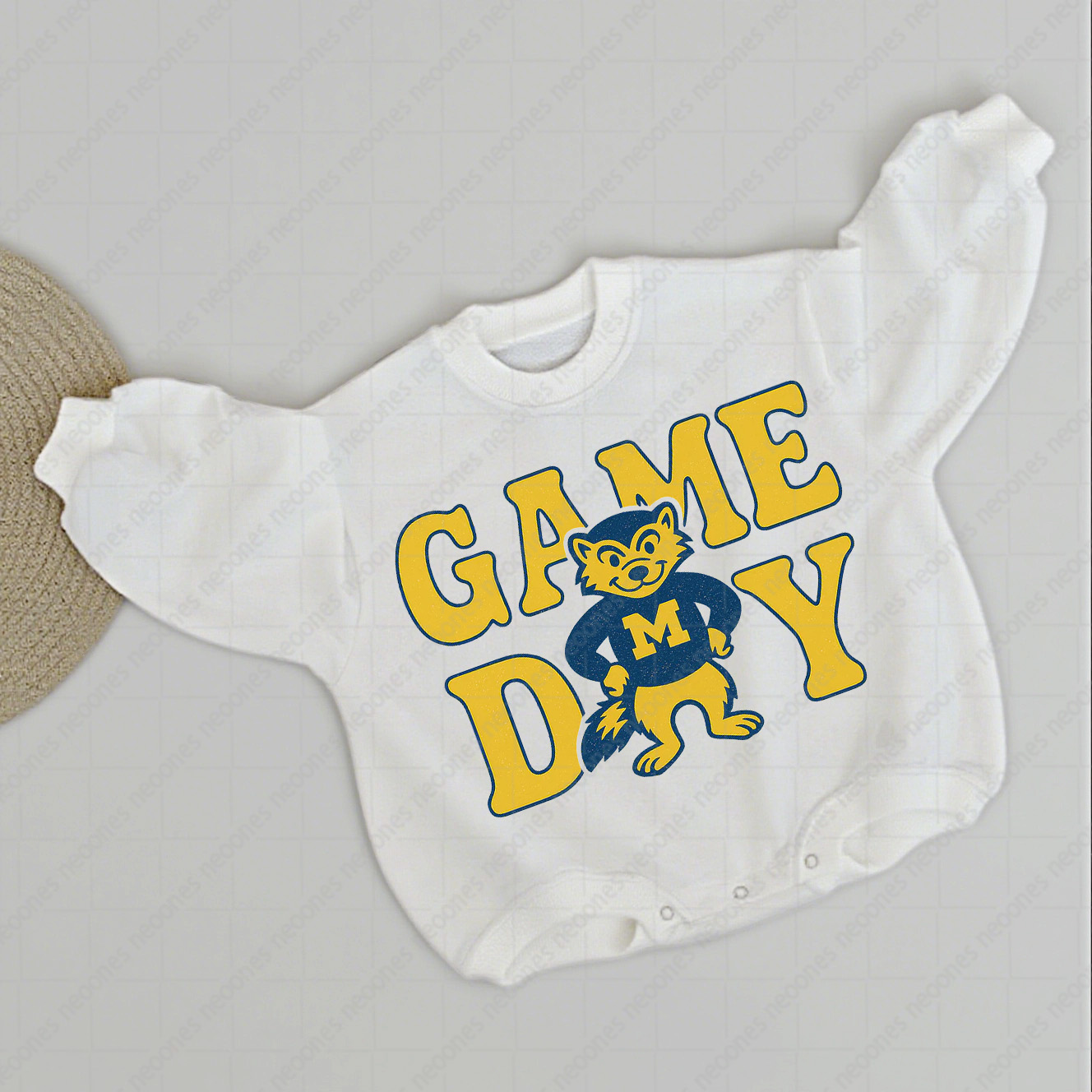 Baby GameDay Foot Ball Romper And Matching Adult Hoodie