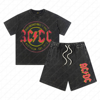 Heavy Washed Cotton Kid's Outfit - Band Graphic Print