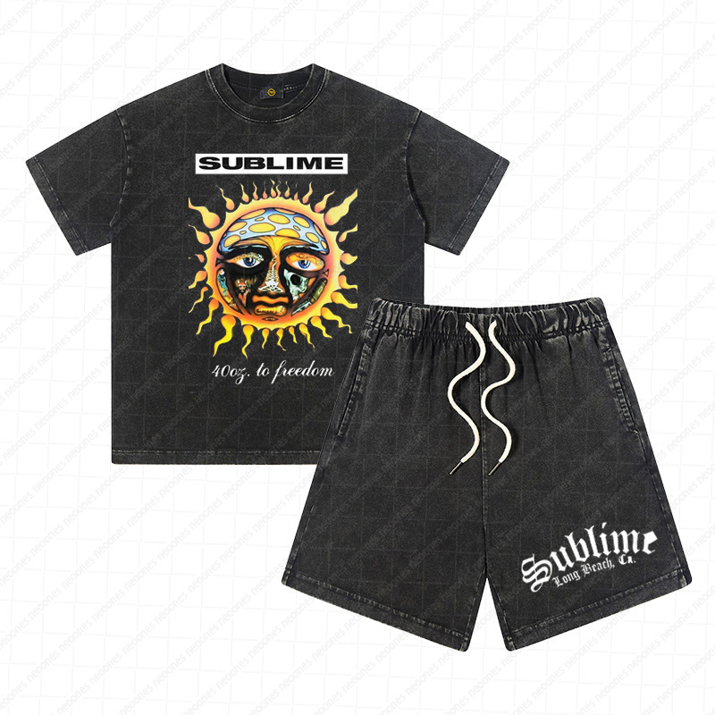 Heavy Washed Cotton Kid's Outfit - Band Graphic Print