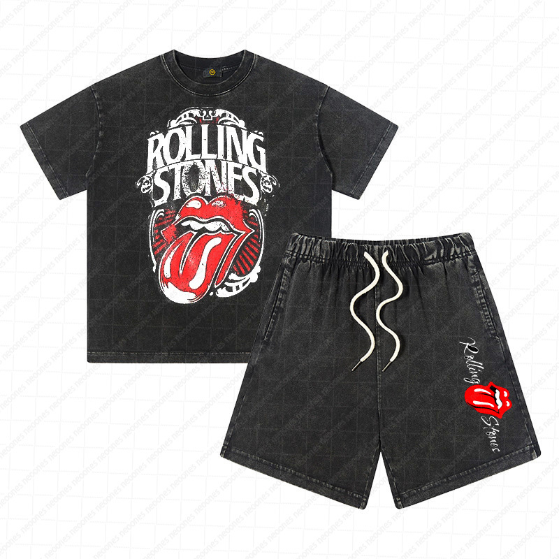 Heavy Washed Cotton Kid's Outfit - Band Graphic Print