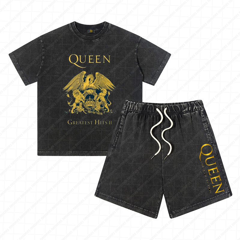 Heavy Washed Cotton Kid's Outfit - Band Graphic Print