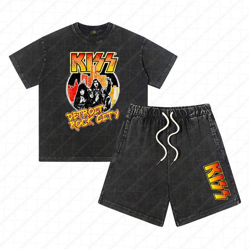 Heavy Washed Cotton Kid's Outfit - Band Graphic Print