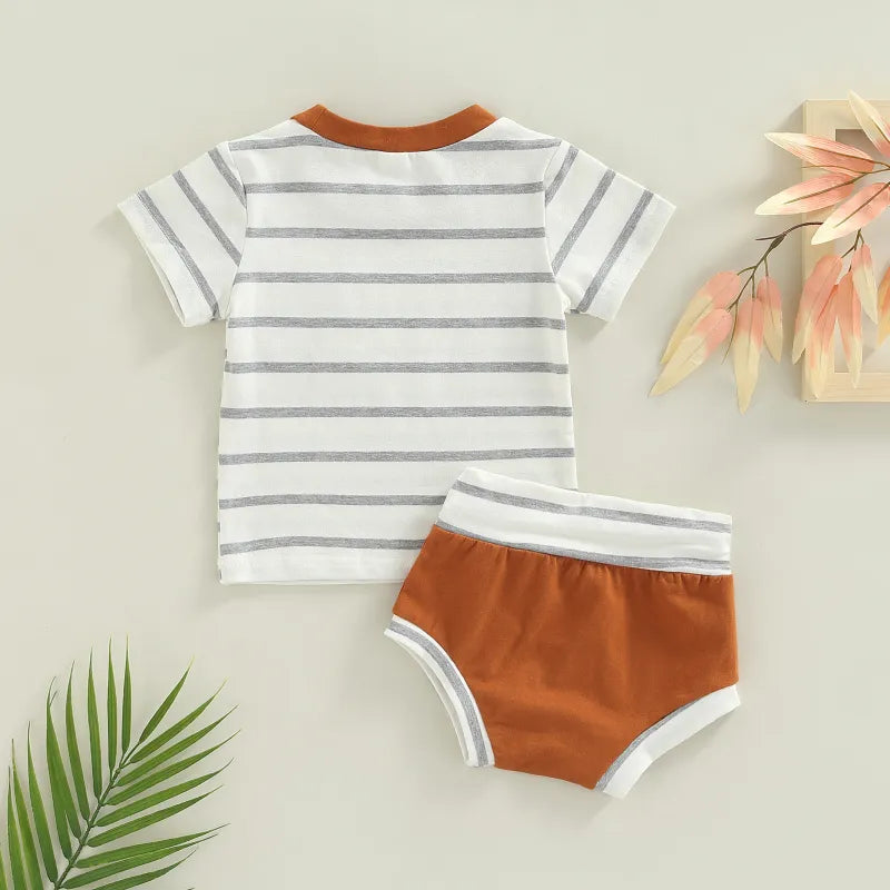 2 Piece Baby pocket striped colorblock suit