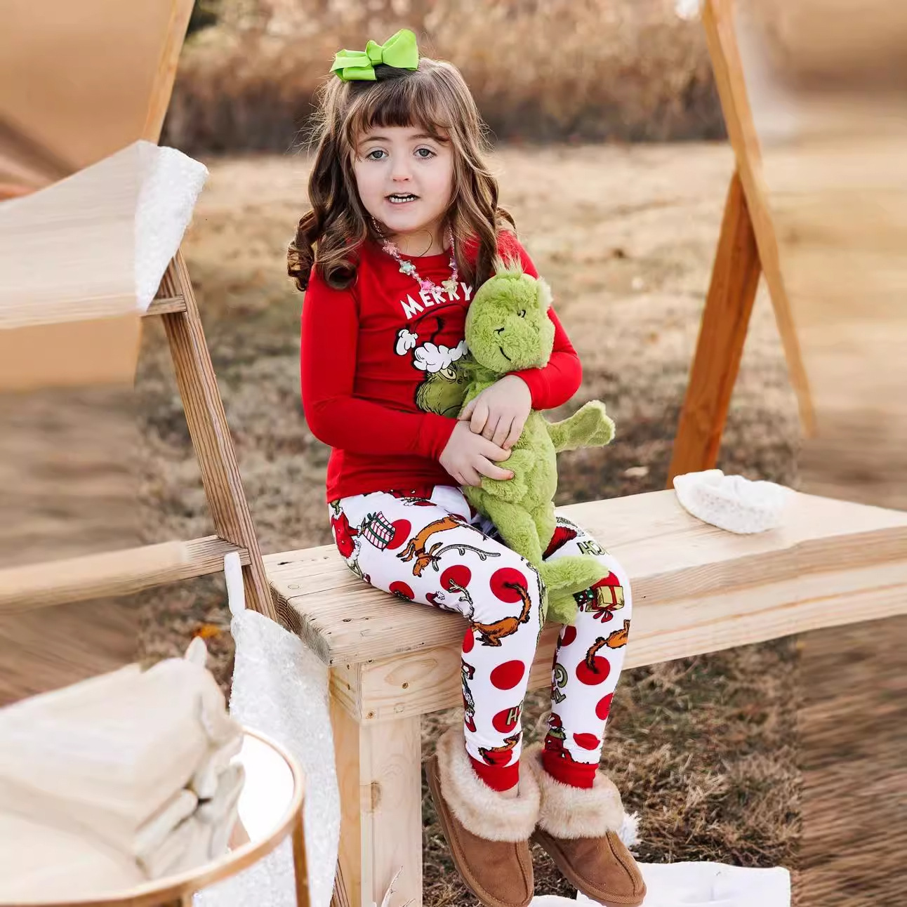 Christmas Parent-Child Printed Loungewear Festive Christmas Parent-Kid Printed Home Wear