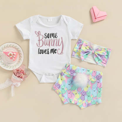 3 Piece Baby Easter Day rabbit print suit