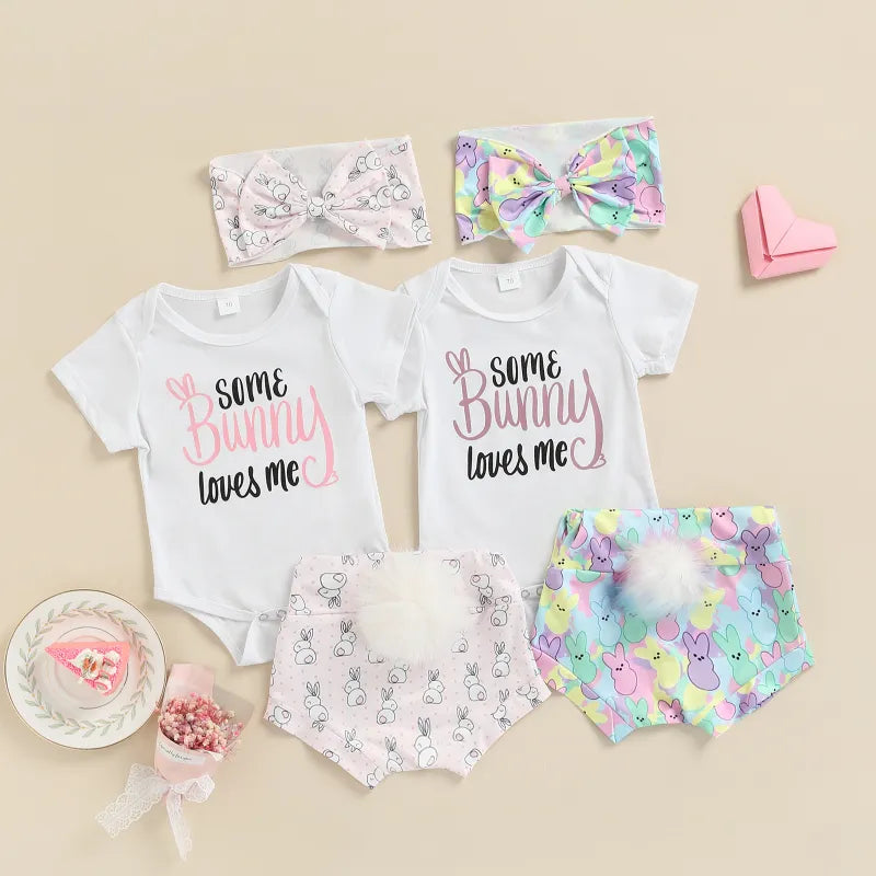 3 Piece Baby Easter Day rabbit print suit