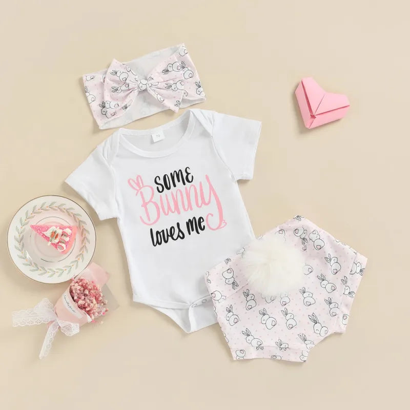 3 Piece Baby Easter Day rabbit print suit