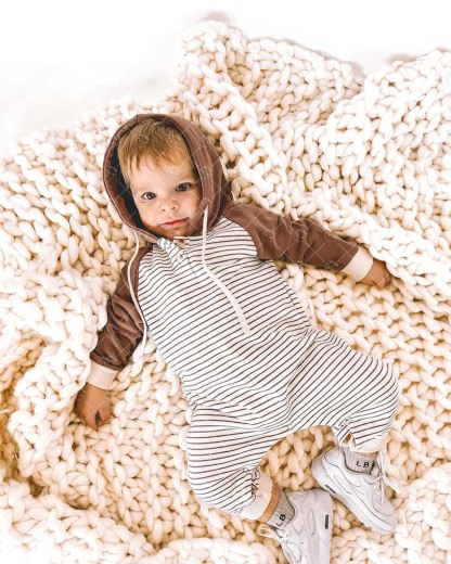 Baby Hooded Striped Romper