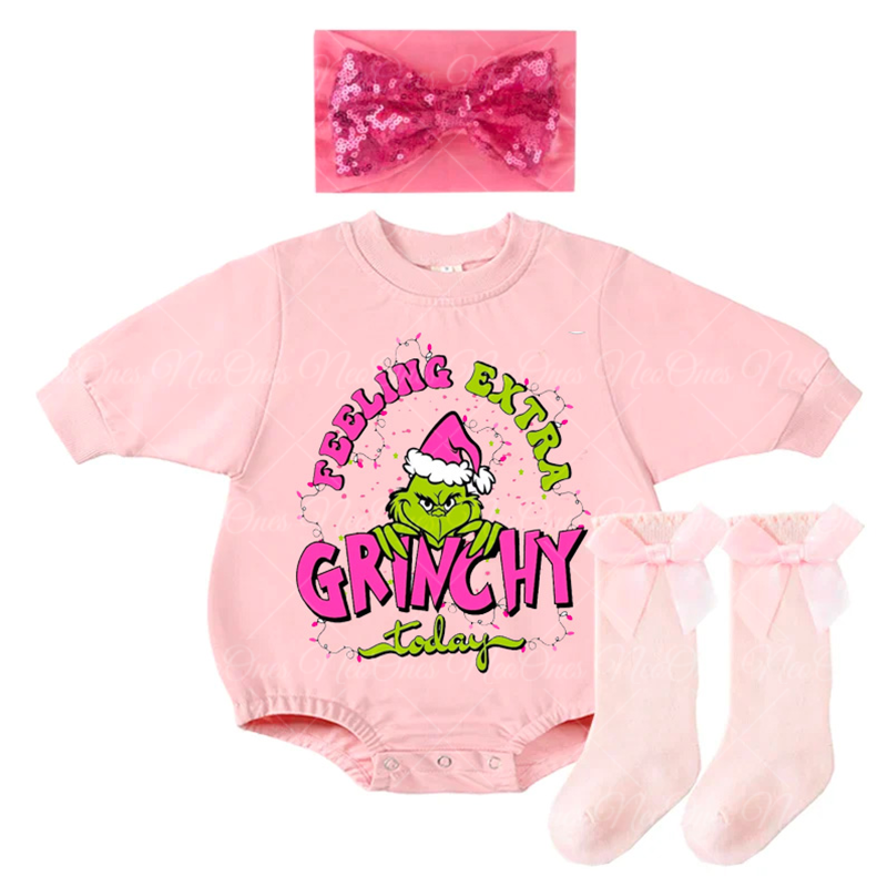 Baby Girl Christmas Grinch Romper