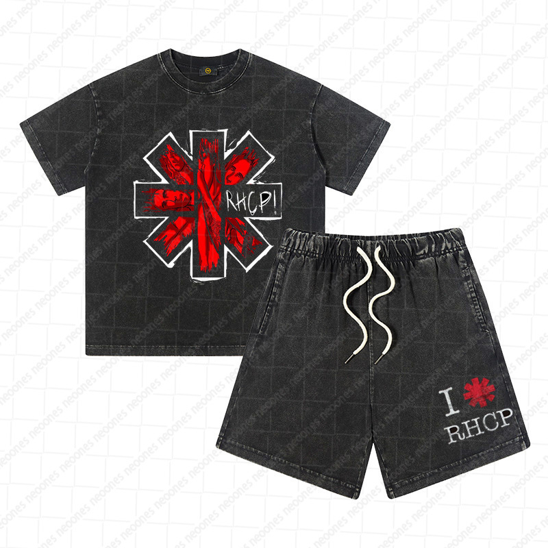 Heavy Washed Cotton Kid's Outfit - Band Graphic Print