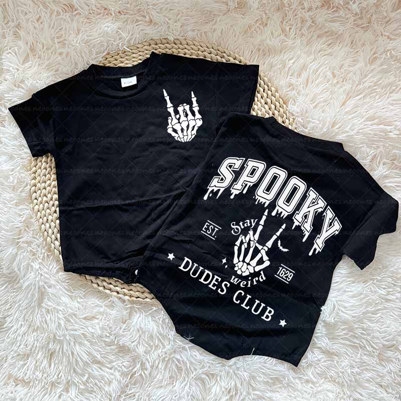 Baby spooky dudes club Romper
