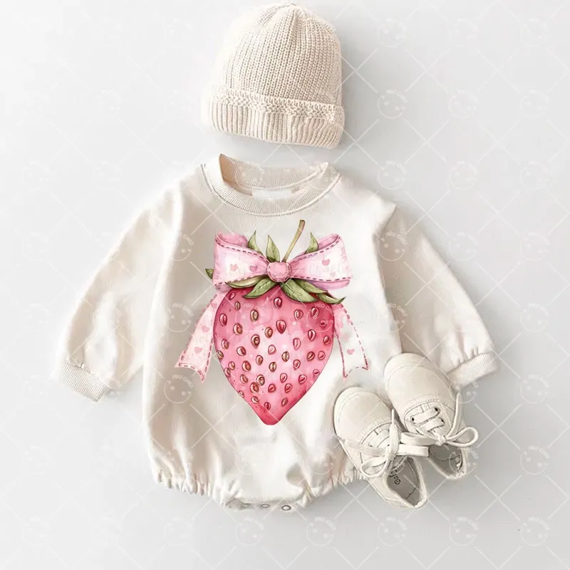 Baby Bow Strawberry Romper and Adult Sweatshirt