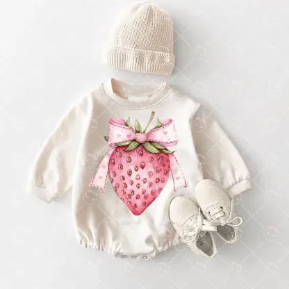 Baby Bow Strawberry Romper and Adult Sweatshirt