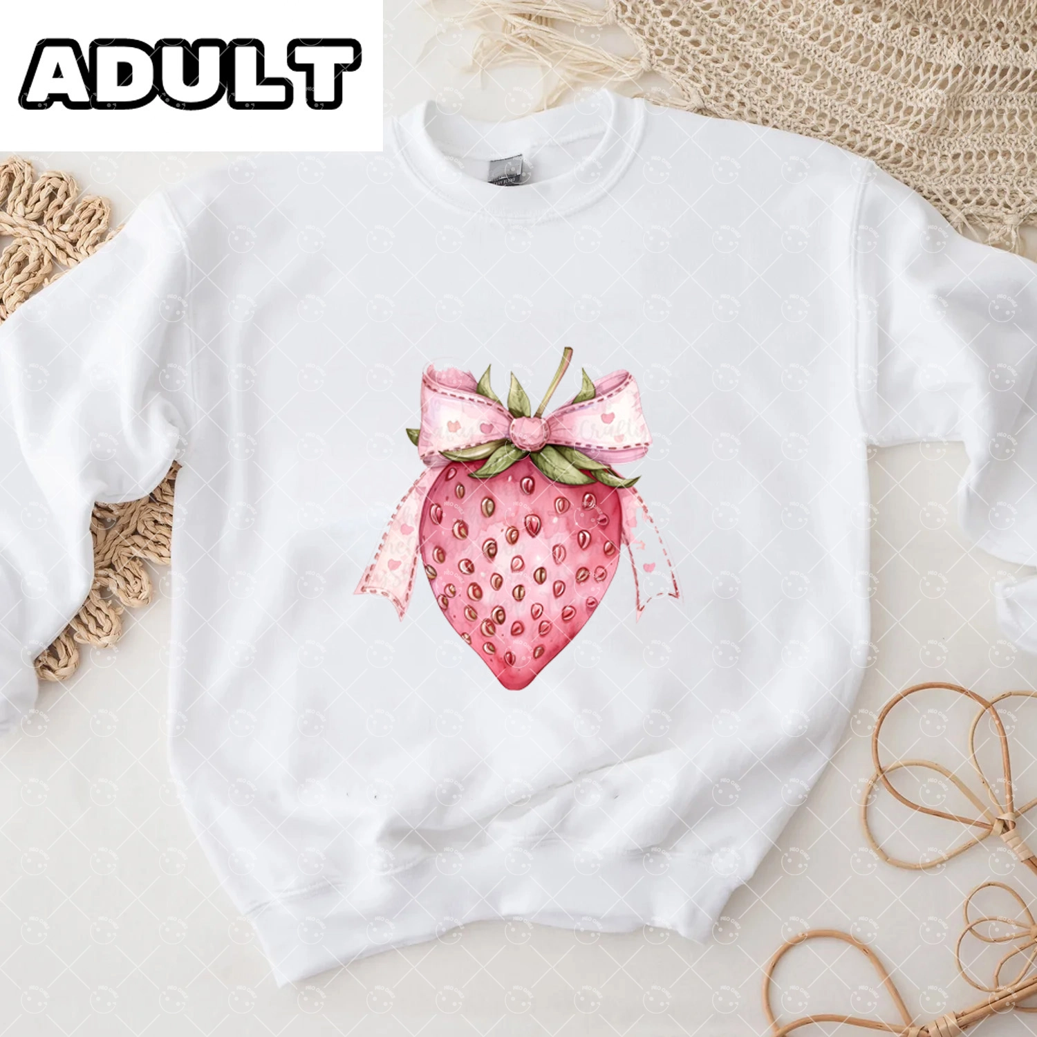 Baby Bow Strawberry Romper and Adult Sweatshirt