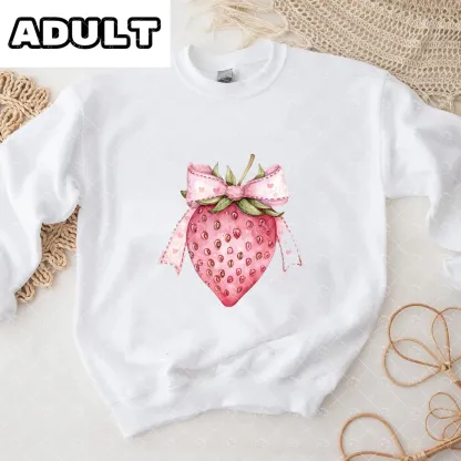 Baby Bow Strawberry Romper and Adult Sweatshirt