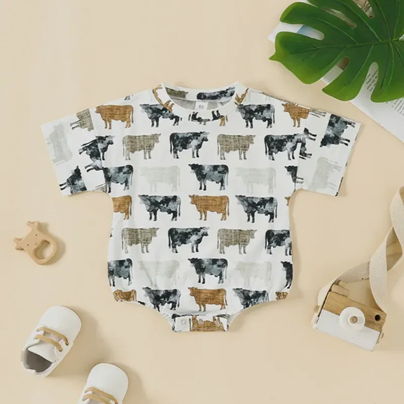 Baby Boy Cow Print Romper