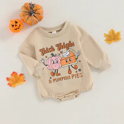 Baby Halloween Pumpkin Print Rompers