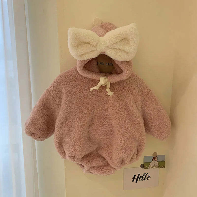 Baby plush cute big bow Bodysuit