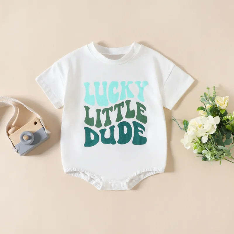 Baby LUCKY LITTLE DUDE print Bodysuit