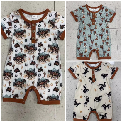 Baby Boy  Cow Print Romper