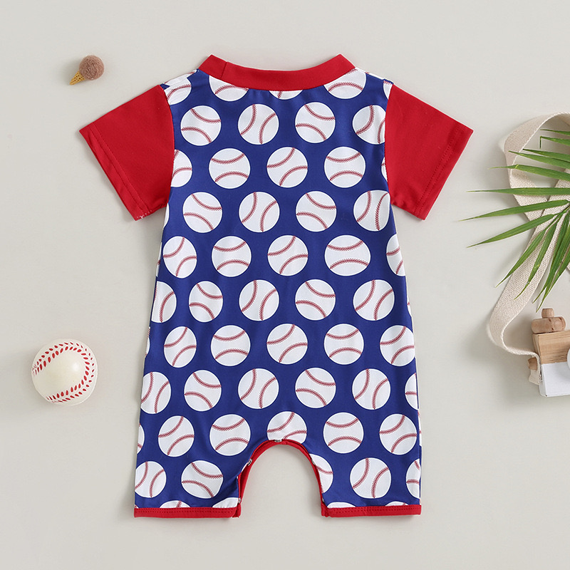 Butt-jacket baseball print short sleeve