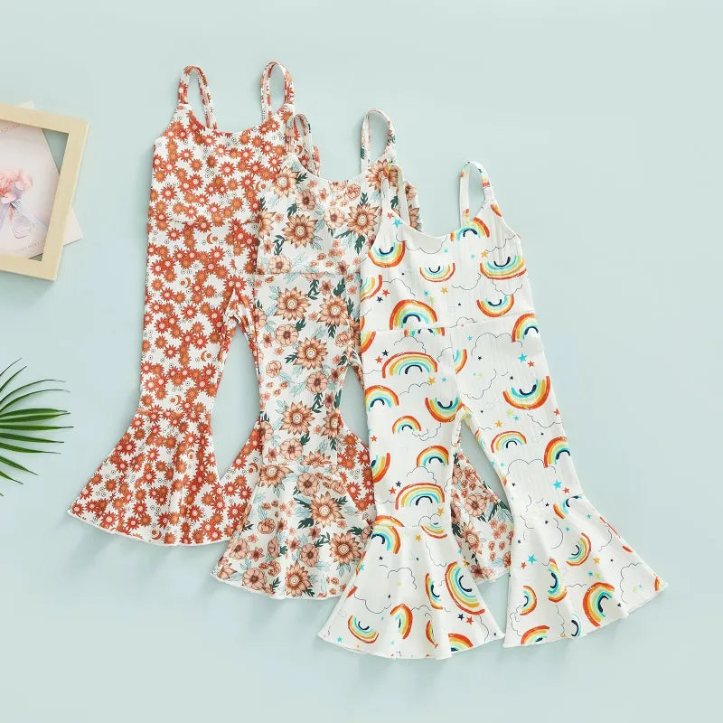 Kid rainbow flower print Romper