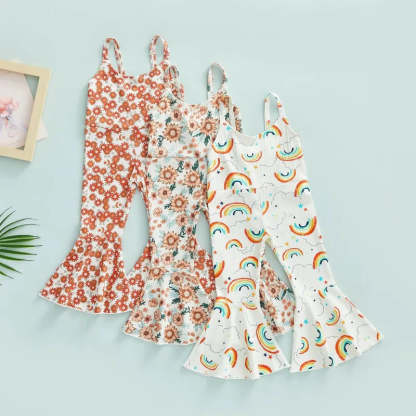 Kid rainbow flower print Romper