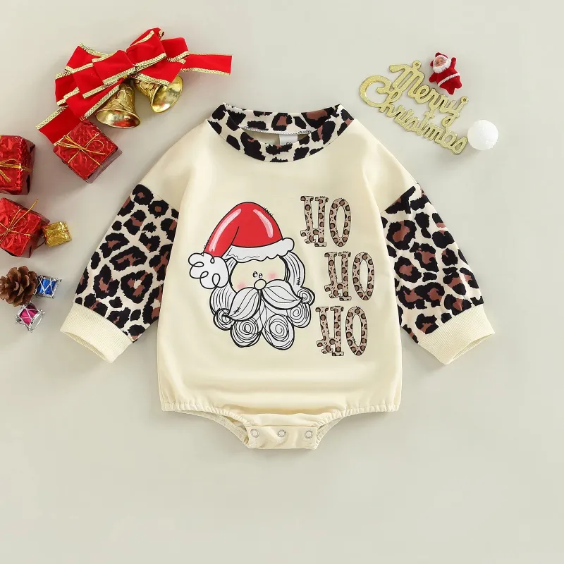 Baby HO HO HO Christmas Print Romper