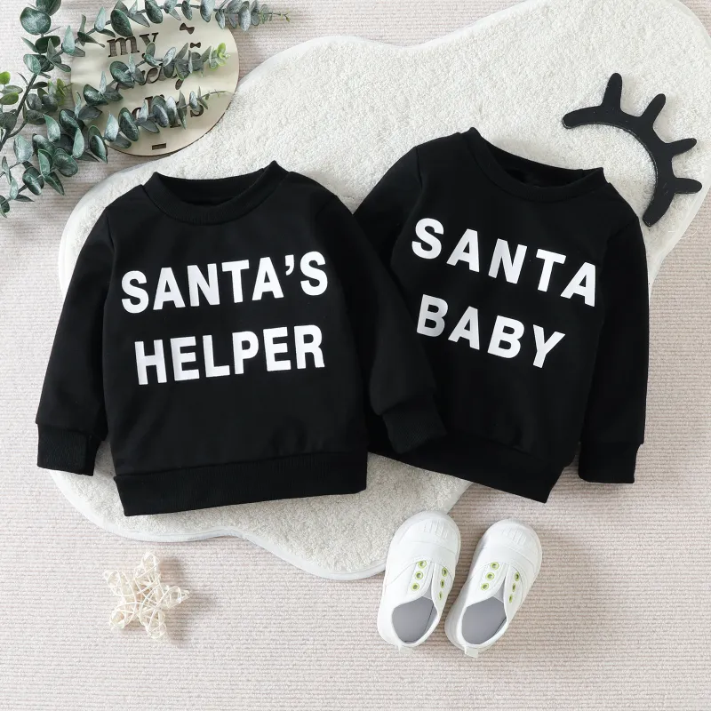SANTA BABY Christmas Print Top