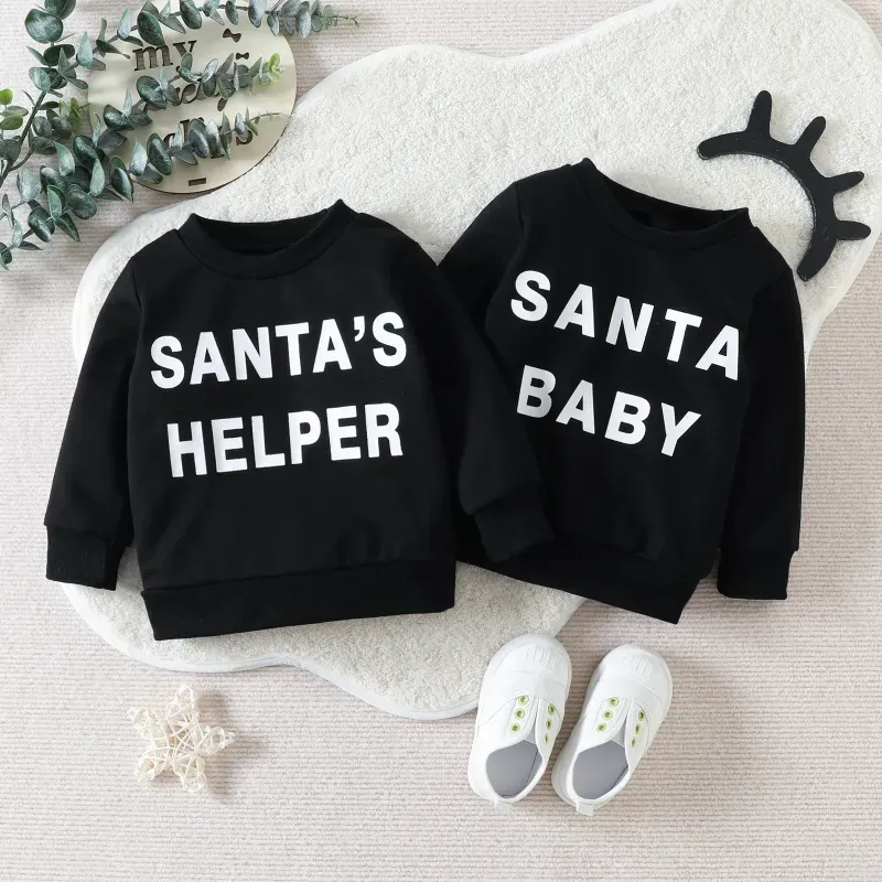 SANTA BABY Christmas Print Top