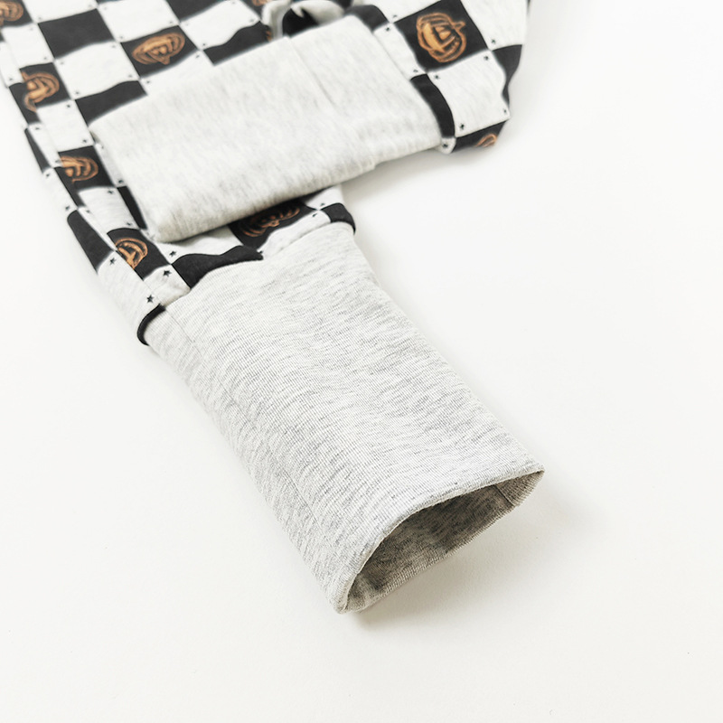 baby Checkered Pumpkin Zipper Romper